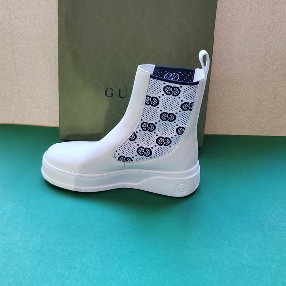 NIB Gucci Chelsea white leather slip on boots IT 39/ US 9 - Picture 4 of 8